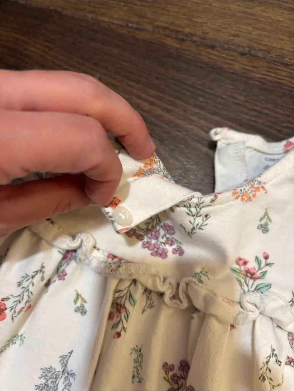 Carter's Cream Floral Top with Navy Pants Kids Matching Set